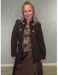Brun uniformsblazer i viskoseblanding med dekorative knapper – TIPPY Collection