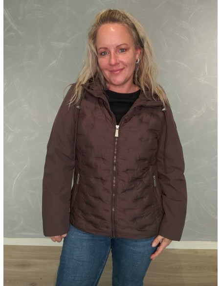 Brun overgangsjakke i polyester med quiltede paneler – Italian Select TIPPY