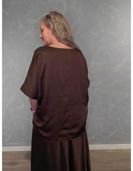 Bagside af brun satinbluse til kvinder – TIPPY