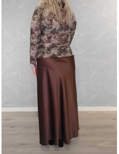 Brun satinnederdel i polyester med elastisk talje – Italian Select TIPPY 2