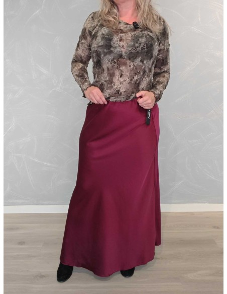 Bordeaux satinnederdel i polyester med elastisk talje – Italian Select TIPPY