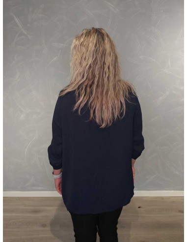 Bagside af navy lang bluse til kvinder – TIPPY