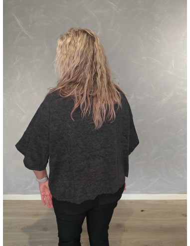 Bagside af grå melange ensfarvet cardigan til kvinder – TIPPY