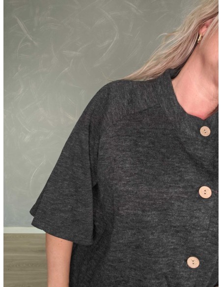 Knaplukning på grå melange ensfarvet cardigan – TIPPY