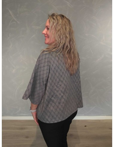 Bagside af grå ternet cardigan til kvinder – TIPPY