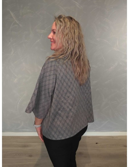 Bagside af grå ternet cardigan til kvinder – TIPPY