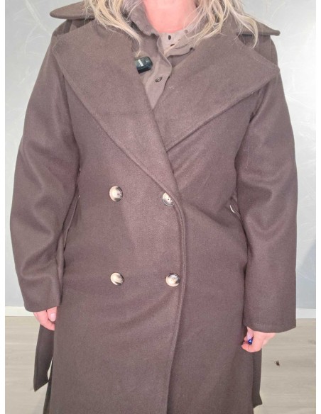 Dobbeltradet knaplukning på brun trenchcoat – TIPPY