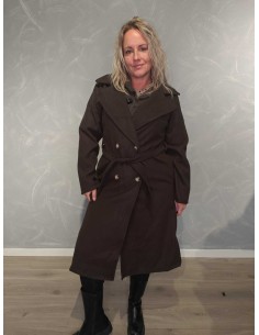 Brun trenchcoat i polyester med bindebånd og lommer – TIPPY Collection