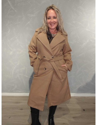 Beige trenchcoat i polyester med bindebånd og lommer – TIPPY Collection