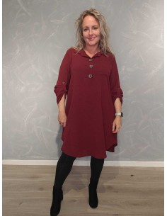 Bordeaux skjortetunika i viskose og polyester med store knapper – TIPPY Collection