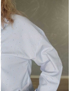 Sky blå stribet skjorte i 100% polyester med similisten og knaplukning – TIPPY Italian Select 2