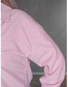 Rosa stribet skjorte i 100% polyester med similisten og knaplukning – TIPPY Italian Select 2