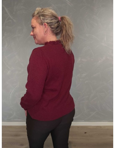 Bagside af bordeaux strikbluse til kvinder – TIPPY