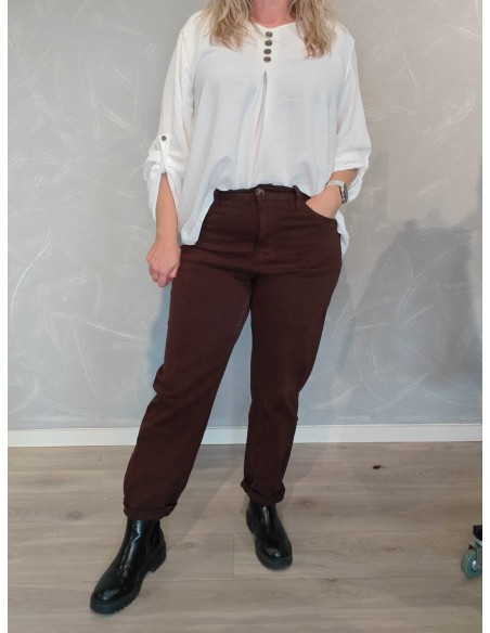 Brune KAROSTAR jeans i strækbar denim med afslappet pasform og tilspidsede ben – TIPPY
