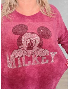 Bordeaux fløjlstrøje i viskose med Mickey-motiv – TIPPY Collection 2