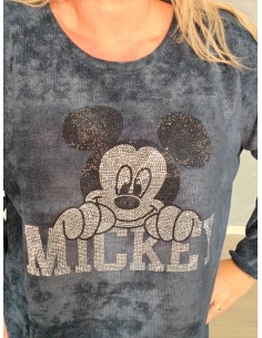 Navy fløjlstrøje i viskose med Mickey-motiv – TIPPY Collection 2