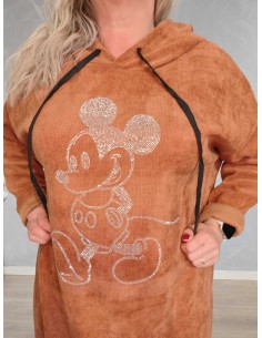 Brændt orange sweattunika i fløjl med hætte og Mickey-motiv – TIPPY Italian Select 2