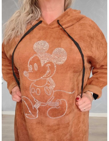 Mickey-motiv i similisten på brændt orange sweattunika – TIPPY Italian Select