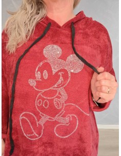 Vinrød sweattunika i fløjl med hætte og Mickey-motiv – TIPPY Italian Select 2