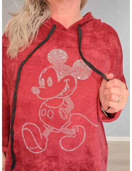 Mickey-motiv i similisten på vinrød sweattunika – TIPPY Italian Select