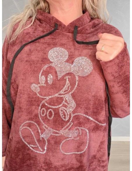 Mickey-motiv i similisten på bordeaux sweattunika – TIPPY Italian Select