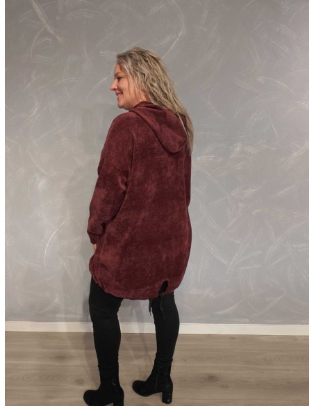 Bagside af bordeaux sweattunika med hætte – TIPPY Italian Select