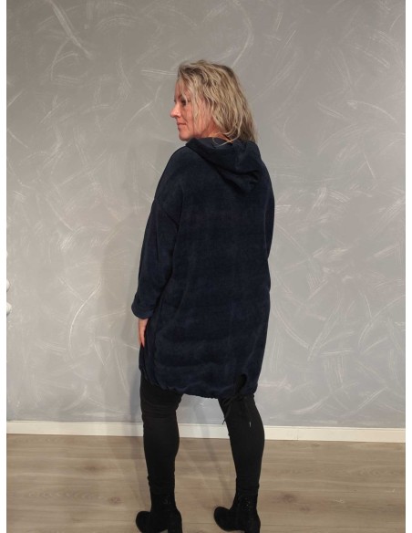 Bagside af navy sweattunika med hætte – TIPPY Italian Select