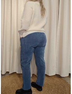 Jeans blå fløjlsbukser i bomuldsblanding med vide ben og snøre – TIPPY Italian Select 2