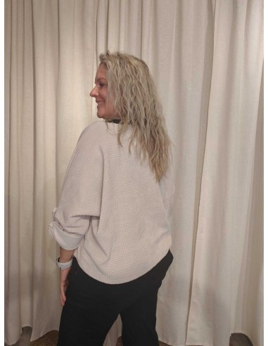 Bagside af sand fløjlsbluse med glimmer til kvinder – TIPPY