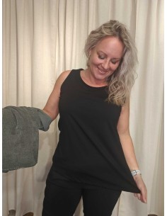 Sand fløjlsbluse i viskose og elastan med glimmer og medfølgende separat indertop – TIPPY Italian Select 2