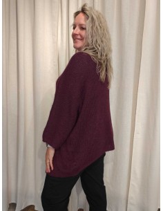 Lilla strikcardigan i polyesterblanding med uld, åben front og vide 3/4-ærmer – TIPPY Collection 2