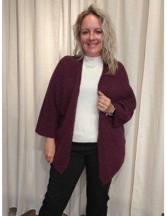 Lilla strikcardigan i polyesterblanding med uld, åben front og vide 3/4-ærmer – TIPPY Collection