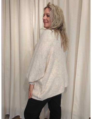 Bagside af sand ensfarvet strikcardigan til kvinder – TIPPY