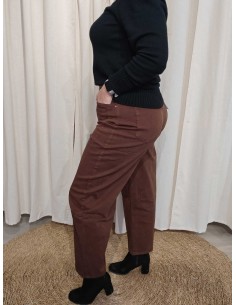 Brune ballonfit jeans i bomuldsblanding med høj talje og bælte – TIPPY Italian Select 2
