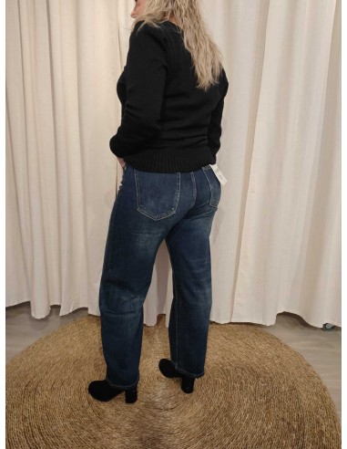 Bagside af blå wide leg jeans med baglommer – TIPPY