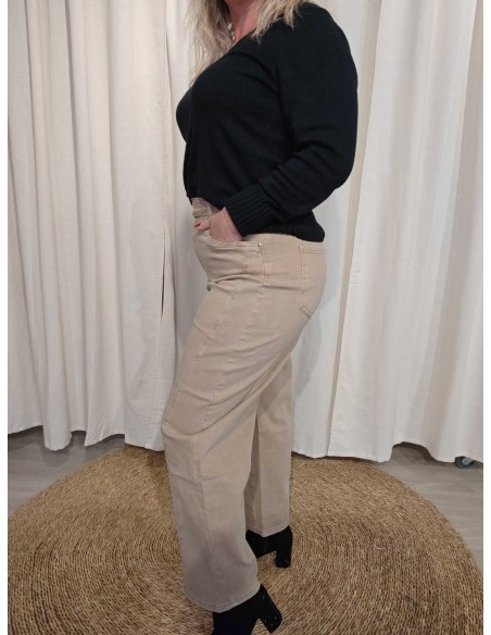 Bagside af beige ballonfit jeans til kvinder – TIPPY