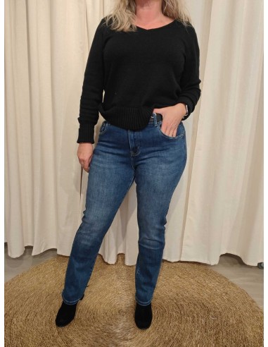 Blå straight leg jeans i bomuldsblanding med bælte og ekstra stretch – TIPPY Italian Select