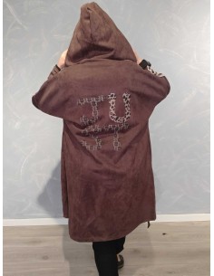 Brun lang cardigan i polyesterblanding med lynlås og hætte – TIPPY Italian Select 2