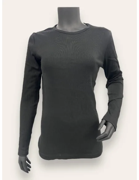 black langærmet rib bluse til kvinder – TIPPY Basic Collection