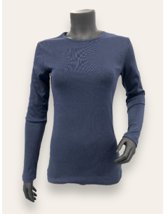 navy langærmet rib bluse til kvinder – TIPPY Basic Collection