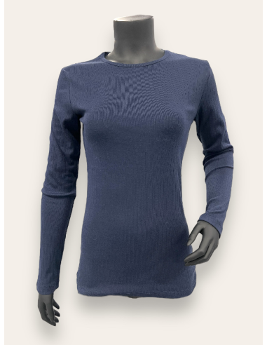 navy langærmet rib bluse til kvinder – TIPPY Basic Collection