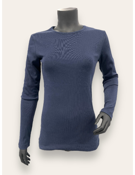 navy langærmet rib bluse til kvinder – TIPPY Basic Collection