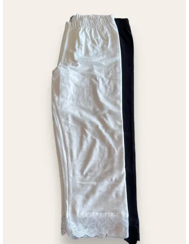 3/4 Bomulds Leggings m. Blonde vist i sorte og hvide