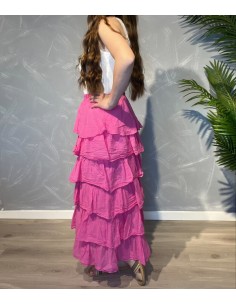 Pink maxi nederdel med lag til kvinder – TIPPY Collection 2