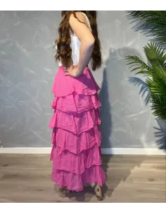 Pink maxi nederdel med lag til kvinder – TIPPY Collection 2