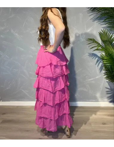 Bagside af pink maxi nederdel til kvinder – TIPPY