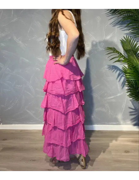 Bagside af pink maxi nederdel til kvinder – TIPPY
