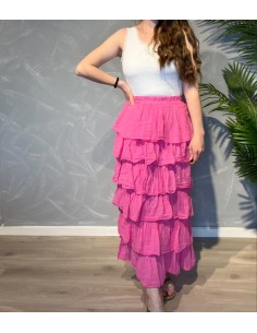 Pink maxi nederdel med lag til kvinder – TIPPY Collection