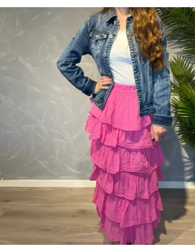 Pink maxi nederdel med lag til kvinder – TIPPY Collection