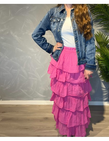 Pink maxi nederdel med lag til kvinder – TIPPY Collection